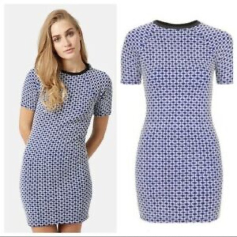Blue and White Bodycon Dress | Topshop